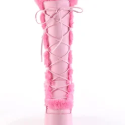 Pleasers Demonia Pink Furry Winter Faux Fur Boots Shoes