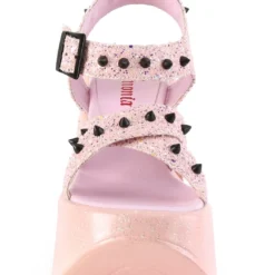 Pleasers Swimwear Demonia Baby Pink Star Platform Wedge Sandals