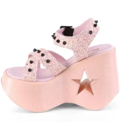 Pleasers Swimwear Demonia Baby Pink Star Platform Wedge Sandals