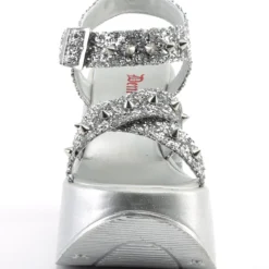 Pleasers Demonia Silver Glitter Star Platform Wedge Sandals Swimwear