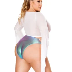 J. Valentine Sheer Mesh Lace Bell Long Sleeve Gypsy Top