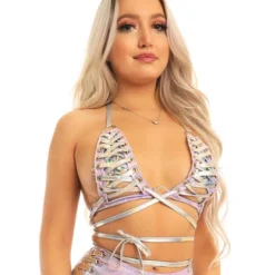 J. Valentine Foil Lace-Up Bralette Wrap Top 10 J. Valentine Foil Lace-Up Bralette Wrap Top