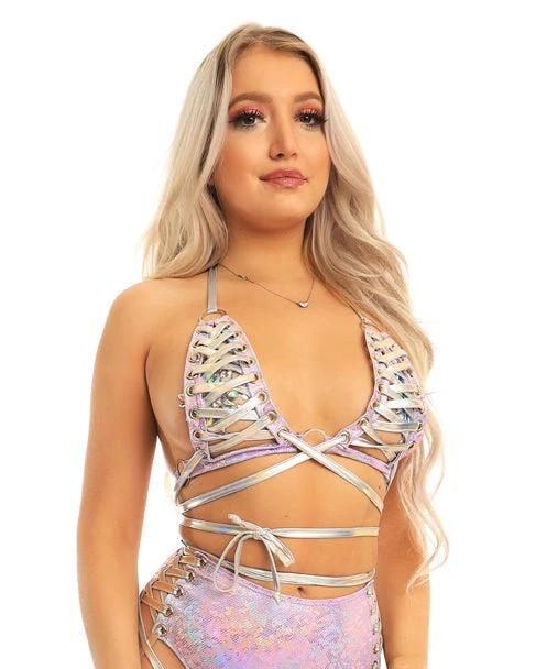 J. Valentine Foil Lace-Up Bralette Wrap Top 4 J. Valentine Foil Lace-Up Bralette Wrap Top