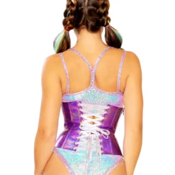 J. Valentine Holographic Snake Lace-Up Corset