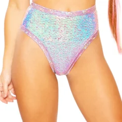 J. Valentine Sequin Holographic Trim Rave Shorts