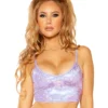 J. Valentine Holographic Spaghetti Strap Crop Top