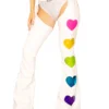 J. Valentine Pants X Joggers White And Rainbow Vinyl Heart Chaps