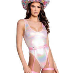 J. Valentine New Baby Pink Holo Foil Bodysuit