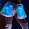 J. Valentine New Blue/Green LED White Fur Belted Skirt