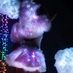 J. Valentine New White/Pink LED White Fur Belted Skirt