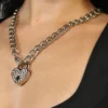 Funk Plus Womens Rhinestone Heart Luv Pendant