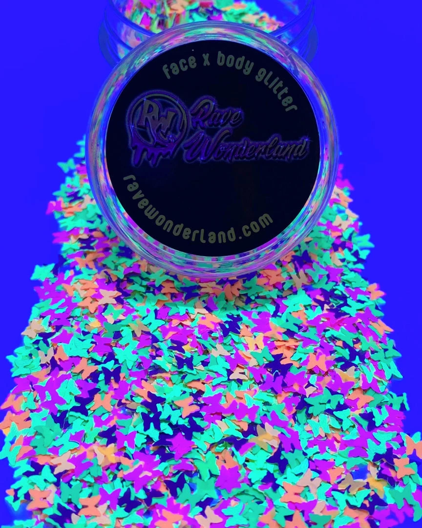 Xucai Neon Butterfly Black Light Reactive Glitter Accessories 1 Xucai Neon Butterfly Black Light Reactive Glitter Accessories