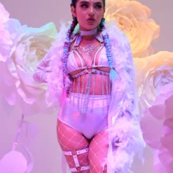 Be Wicked Lady Love Sheer Short Robe With Boa Feather Trim