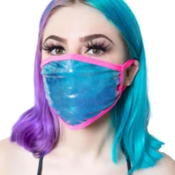 Neva Nude Holographic Oil Slick UV Pink Face Mask Accessories