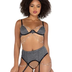 Roma New Dazzle Me 2PC Crotchless Lingerie Set