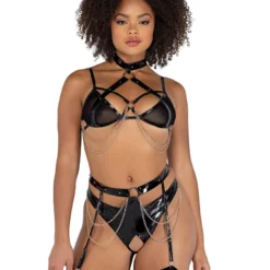 Roma 2pc Lustful Habit Black Lingerie Set New