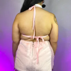 OhYes Fashion New Pet Me Fuzzy Mesh Stripe Mini Skirt