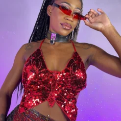 Western Fashion Butterfly Kween Sequin Top New