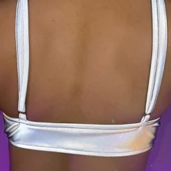 OhYes Fashion New Flashback To Never Buckled Reflective Crop Top