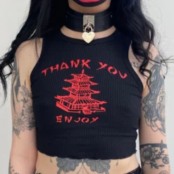 AE TY ENJOY Black Crop Top Womens