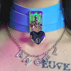 AE Womens Key To My Heart Faux Leather Choker