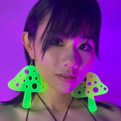 AE Trippin' On Mushrooms Neon Blacklight PVC Earrings 13 AE Trippin' On Mushrooms Neon Blacklight PVC Earrings