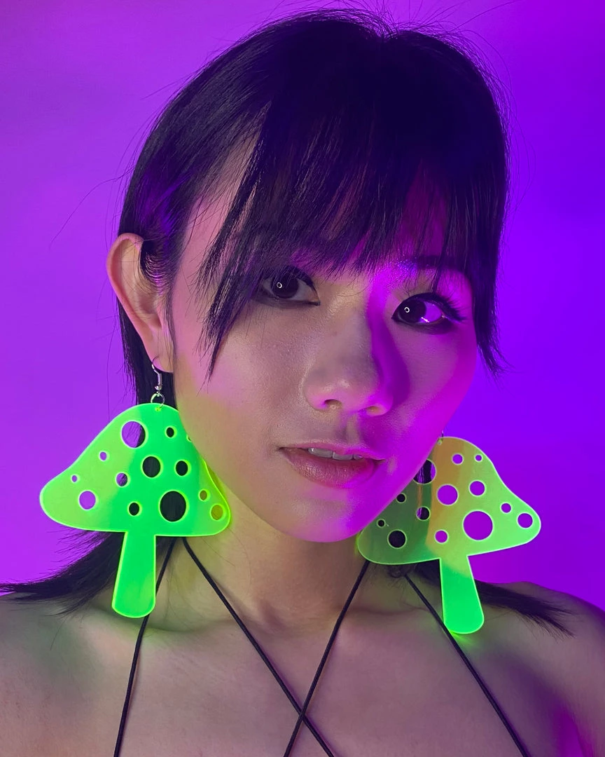 AE Trippin' On Mushrooms Neon Blacklight PVC Earrings 6 AE Trippin' On Mushrooms Neon Blacklight PVC Earrings
