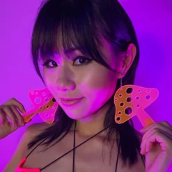 AE Trippin' On Mushrooms Neon Blacklight PVC Earrings 10 AE Trippin' On Mushrooms Neon Blacklight PVC Earrings
