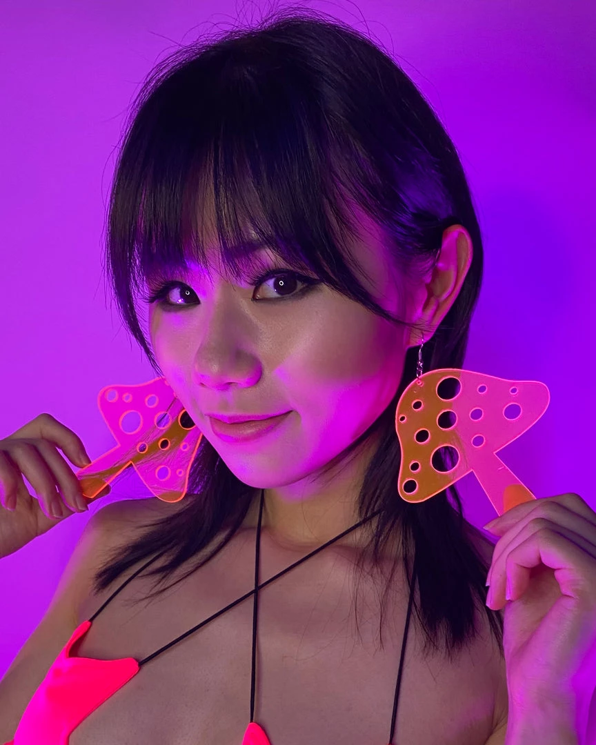 AE Trippin' On Mushrooms Neon Blacklight PVC Earrings 3 AE Trippin' On Mushrooms Neon Blacklight PVC Earrings