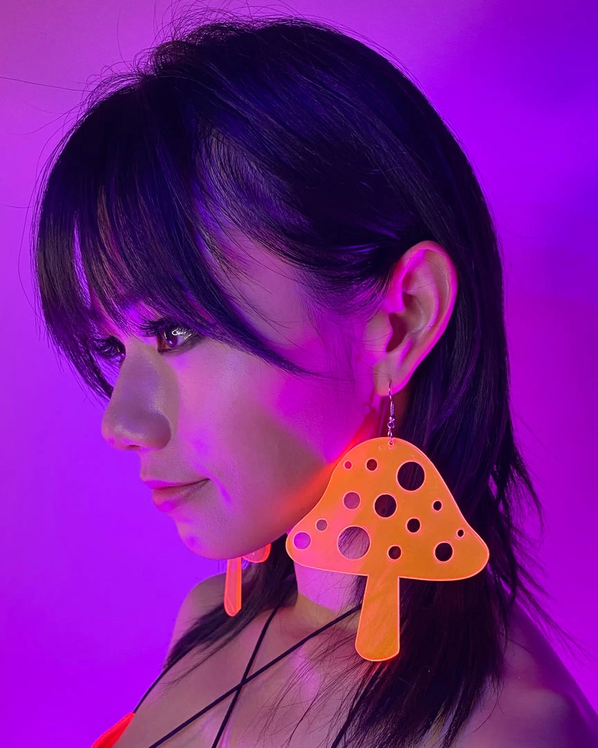 AE Trippin' On Mushrooms Neon Blacklight PVC Earrings 5 AE Trippin' On Mushrooms Neon Blacklight PVC Earrings