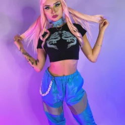 AE Blue Reflective Contrast Joggers New