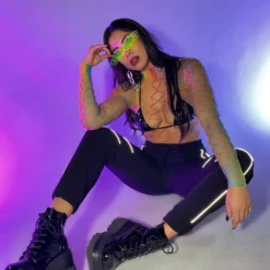 AE Womens Black Reflective Joggers