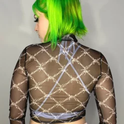 AE Barbed Bish Mesh Crop Top New