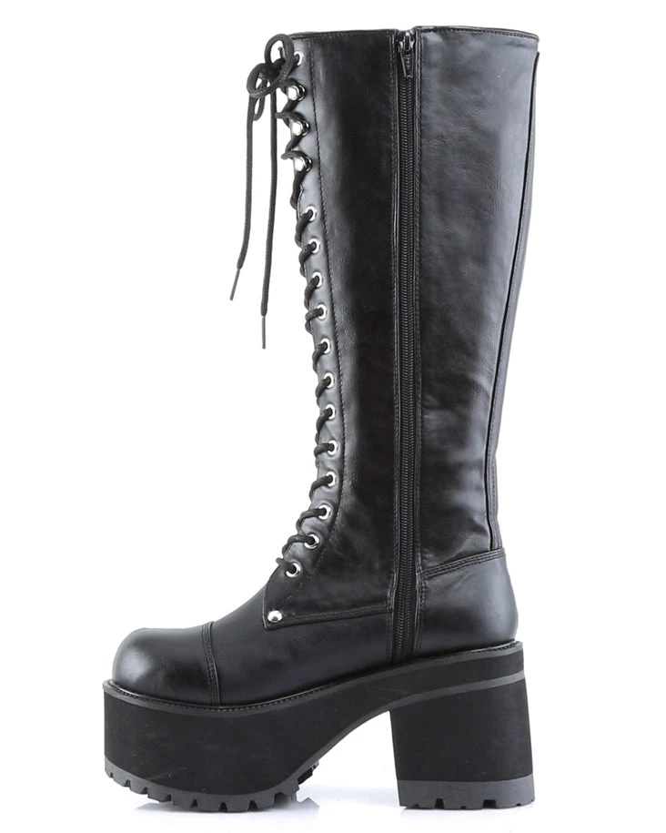 Pleasers Demonia Platform Knee Boot With Full Inner Side Zipper 3 Pleasers Demonia Platform Knee Boot With Full Inner Side Zipper