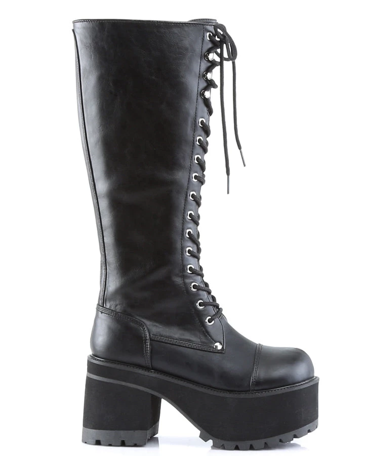 Pleasers Demonia Platform Knee Boot With Full Inner Side Zipper 1 Pleasers Demonia Platform Knee Boot With Full Inner Side Zipper