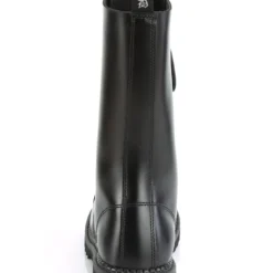 Pleasers Demonia Black Patent Unisex Mid-Calf Steel Toe Boot Mens
