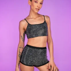 Hot And Delicious New Black Ice 2pc Rhinestone Set