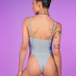 Hot And Delicious Baby Blue Getaway Mesh Bodysuit