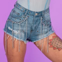 Hot And Delicious New Enchained Denim Shorts