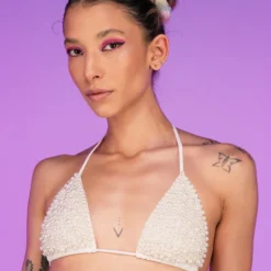 Hot And Delicious Ivory Pearl Bikini Top