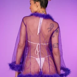 Be Wicked New So Xxtra Feather Trim Sheer Robe 15 Be Wicked New So Xxtra Feather Trim Sheer Robe