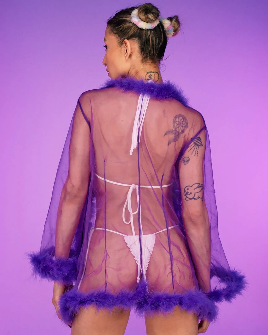 Be Wicked New So Xxtra Feather Trim Sheer Robe 3 Be Wicked New So Xxtra Feather Trim Sheer Robe