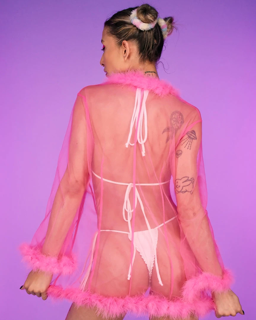 Be Wicked New So Xxtra Feather Trim Sheer Robe 11 Be Wicked New So Xxtra Feather Trim Sheer Robe