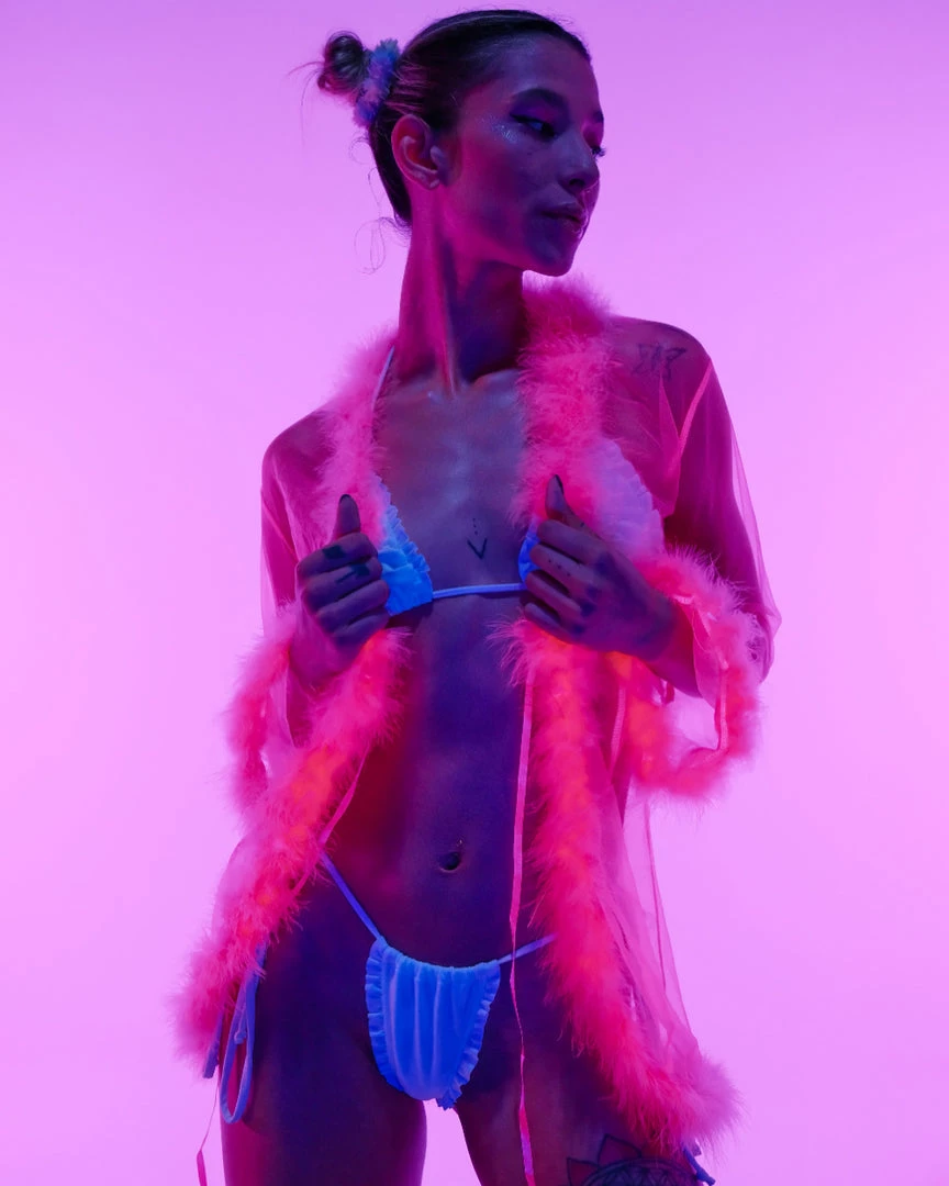 Be Wicked New So Xxtra Feather Trim Sheer Robe 2 Be Wicked New So Xxtra Feather Trim Sheer Robe