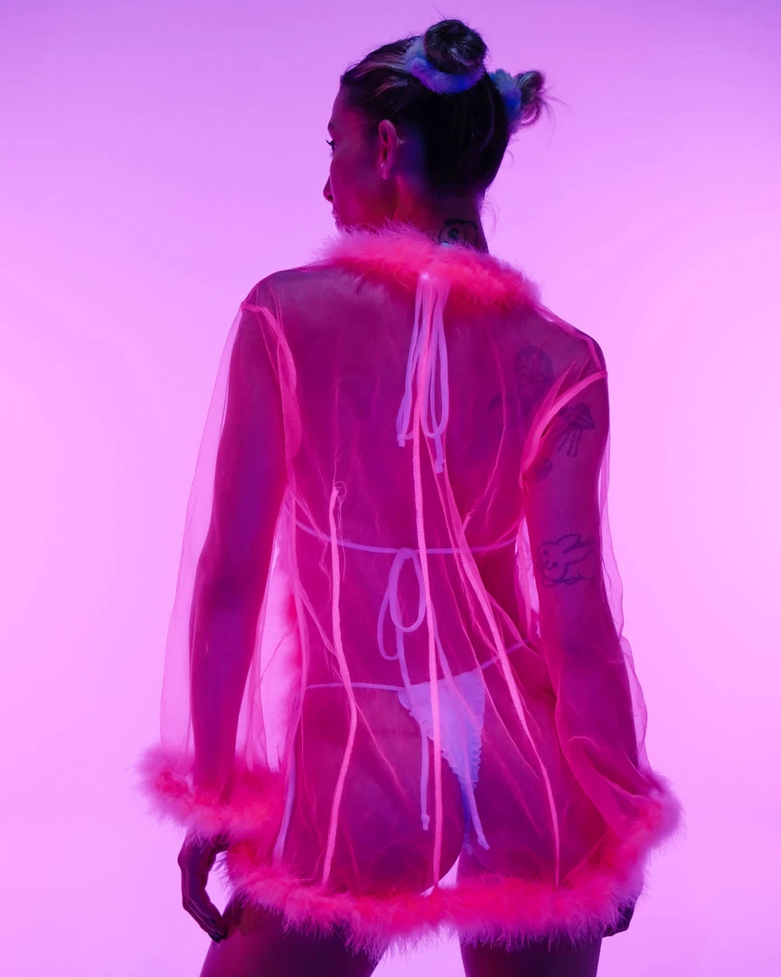 Be Wicked New So Xxtra Feather Trim Sheer Robe 13 Be Wicked New So Xxtra Feather Trim Sheer Robe