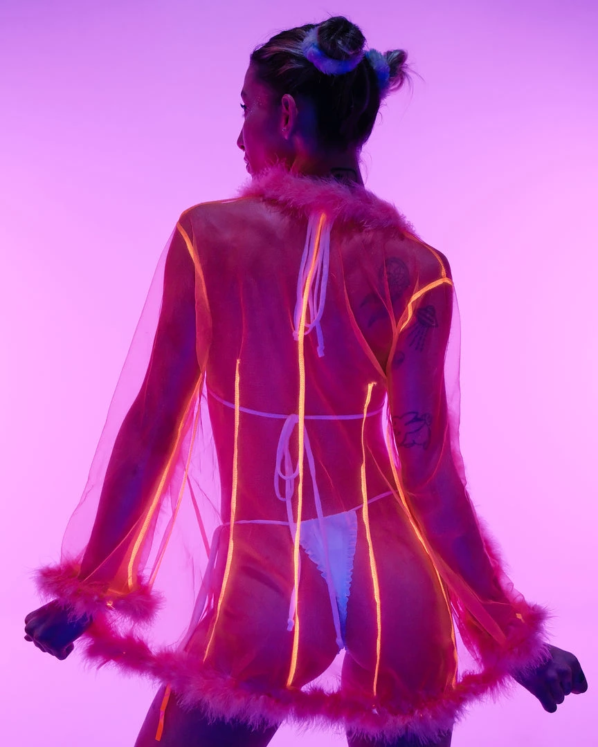 Be Wicked New So Xxtra Feather Trim Sheer Robe 7 Be Wicked New So Xxtra Feather Trim Sheer Robe