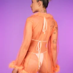 Be Wicked New So Xxtra Feather Trim Sheer Robe 18 Be Wicked New So Xxtra Feather Trim Sheer Robe