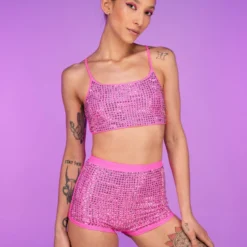 Hot And Delicious Pink Ice 2pc Rhinestone Set