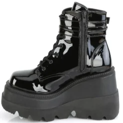 Pleasers Shoes Demonia Black Patent Stacked Platform Ankle Boots