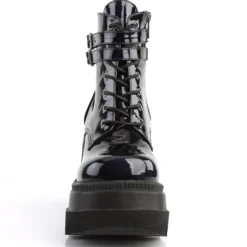 Pleasers Demonia Holographic Black Stacked Platform Ankle Boots Shoes
